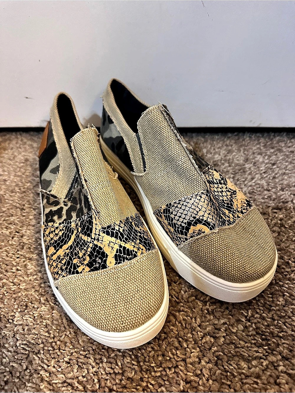 Gypsy Jazz Animal Print Slip-On Sneakers in Tan & Black